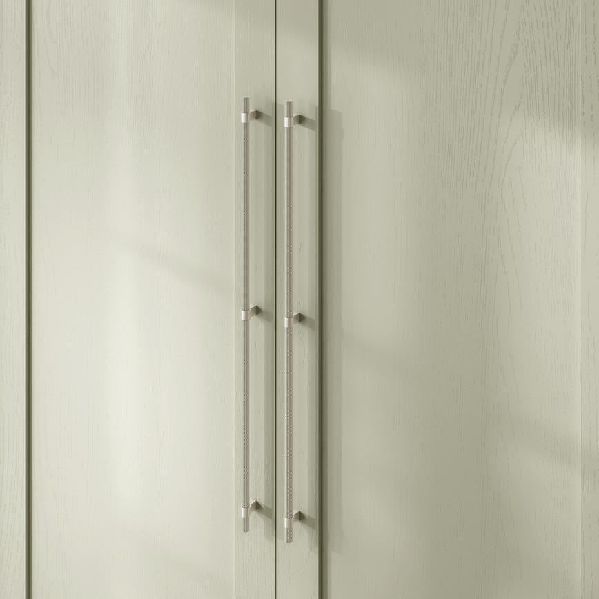 Howdens Knurled Brushed Nickel Effect Handles 225mm 705mm T-Knob Round Knob