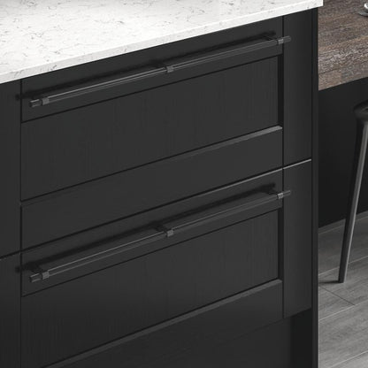 Howdens Knurled Brushed Black Handles 225mm 705mm T-Knob Round Knob