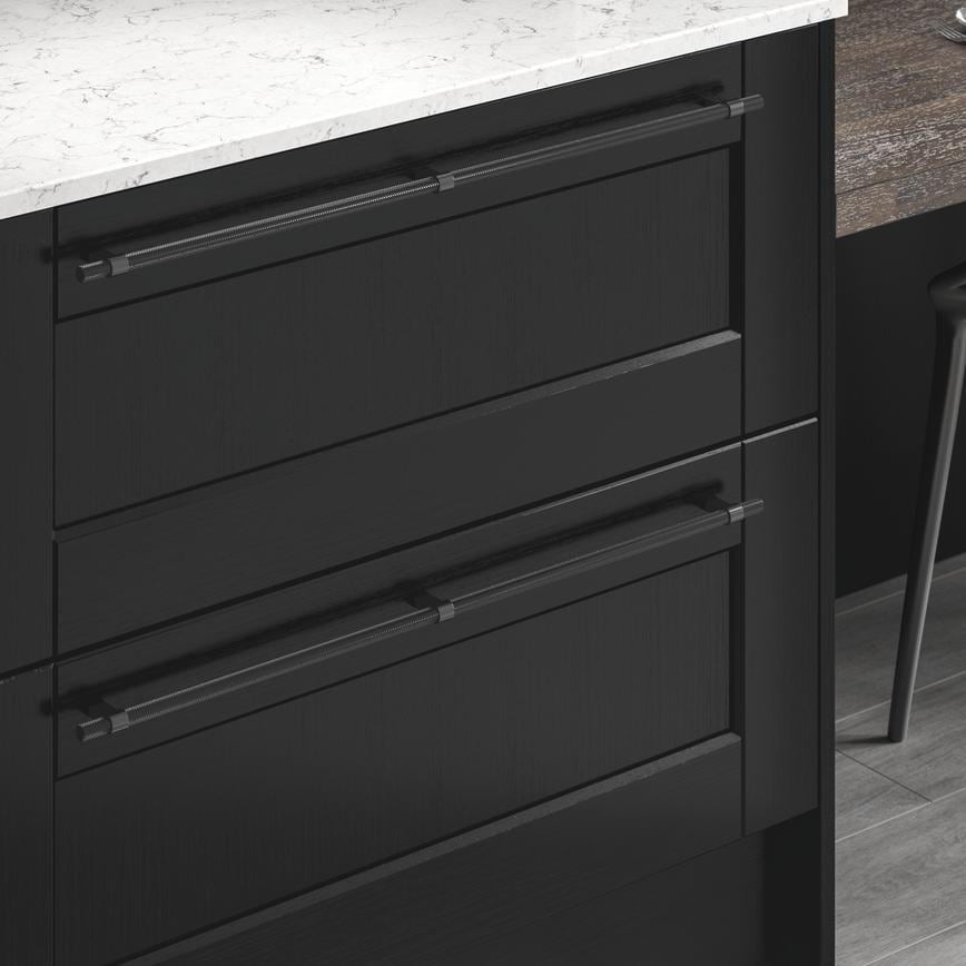 Howdens Knurled Brushed Black Handles 225mm 705mm T-Knob Round Knob