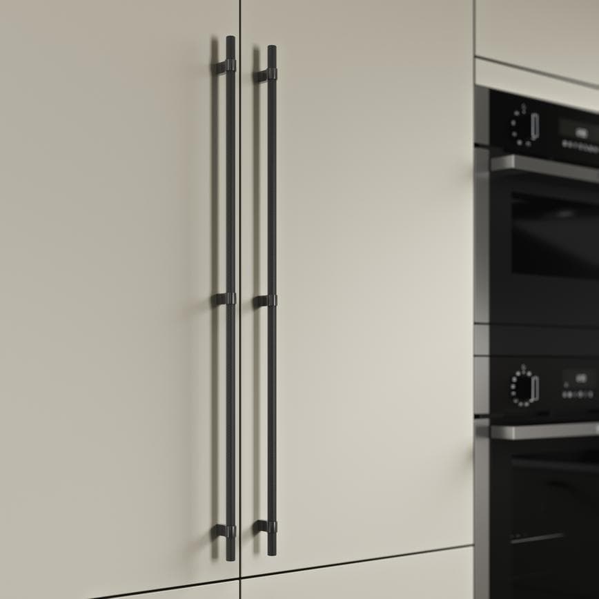 Howdens Knurled Brushed Black Handles 225mm 705mm T-Knob Round Knob