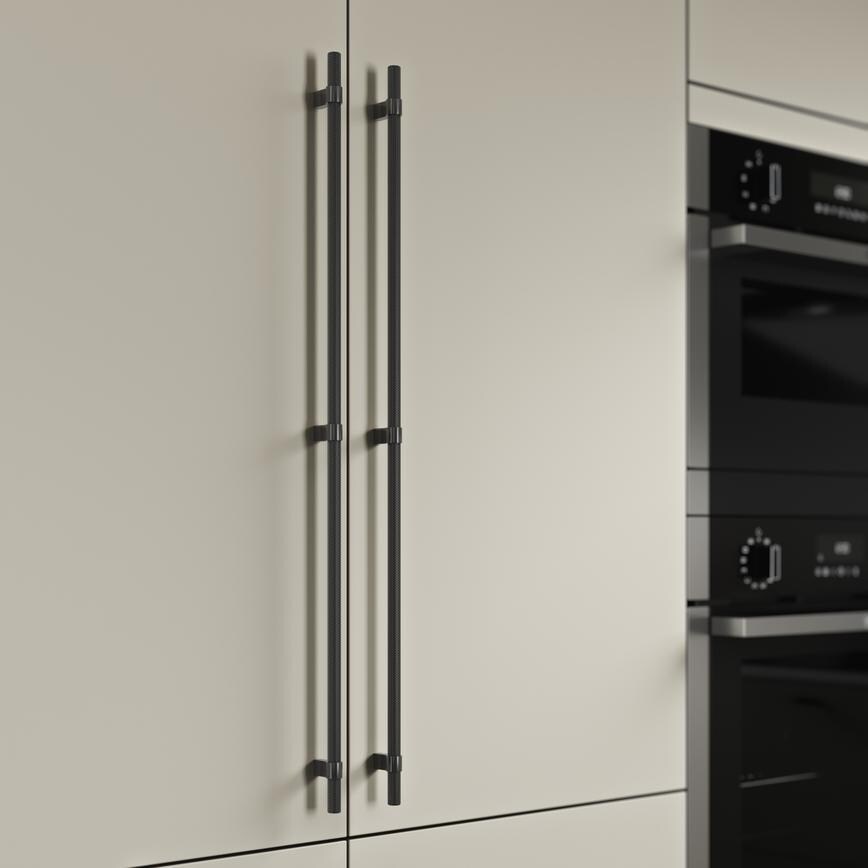 Howdens Knurled Brushed Black Handles 225mm 705mm T-Knob Round Knob