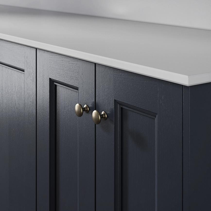 Howdens Earl Aged Brass Effect Classic D Cupboard Handle 172mm, Cup & Knob