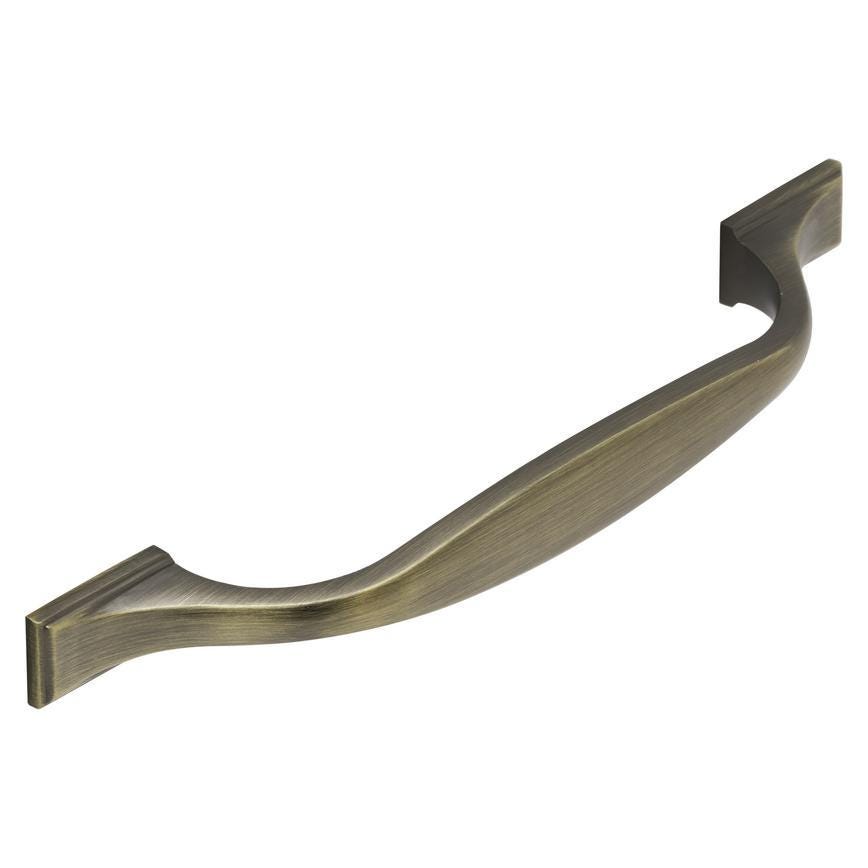Howdens Earl Aged Brass Effect Classic D Cupboard Handle 172mm, Cup & Knob