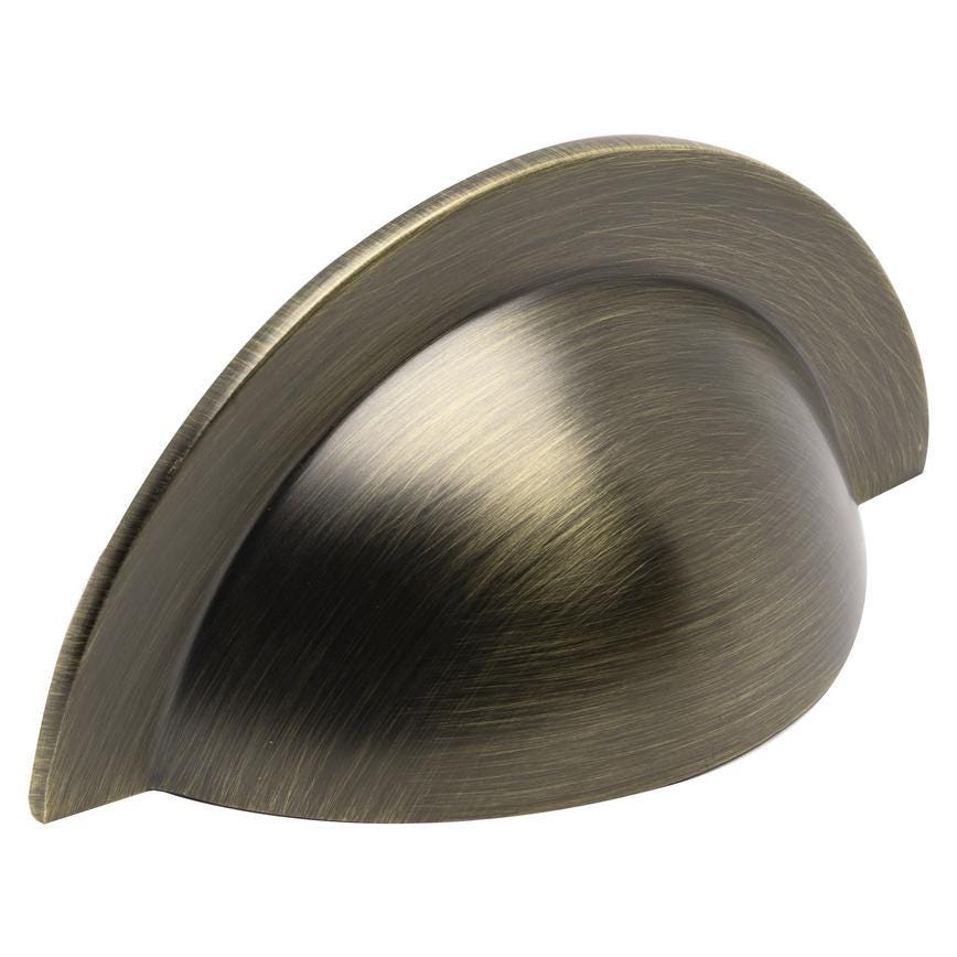 Howdens Earl Aged Brass Effect Classic D Cupboard Handle 172mm, Cup & Knob