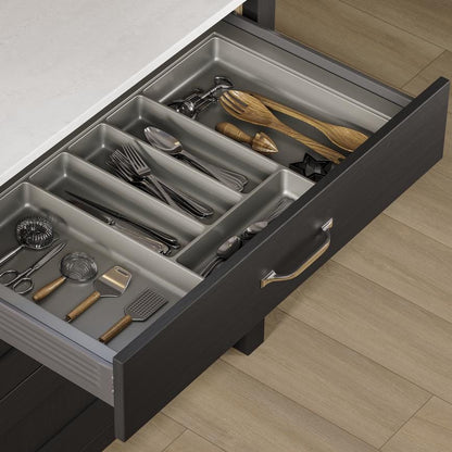 Howdens Earl Chrome Effect Classic D Cupboard Handle 172mm, Cup & Knob