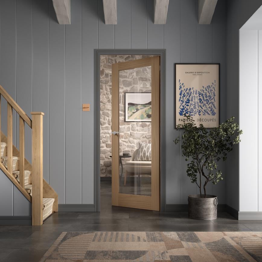 Howdens Carlisle Brass Serozzetta Edge Polished Chrome Fire Rated Lever on Rose Door Handle Pair