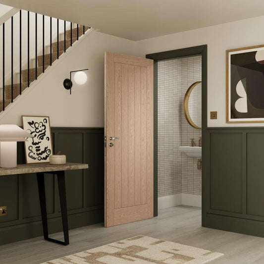 Howdens Carlisle Brass Serozzetta Olivier Polished Chrome Fire Rated Lever on Rose Door Handle Pair