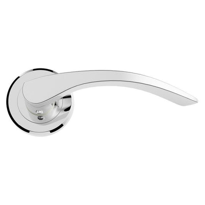 Howdens Carlisle Brass Serozzetta Olivier Polished Chrome Fire Rated Lever on Rose Door Handle Pair