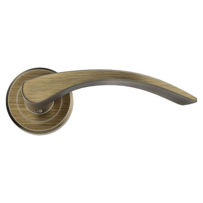 Howdens Carlisle Brass Serozzetta Olivier Antqiue Brass Fire Rated Lever on Rose Door Handle Pair