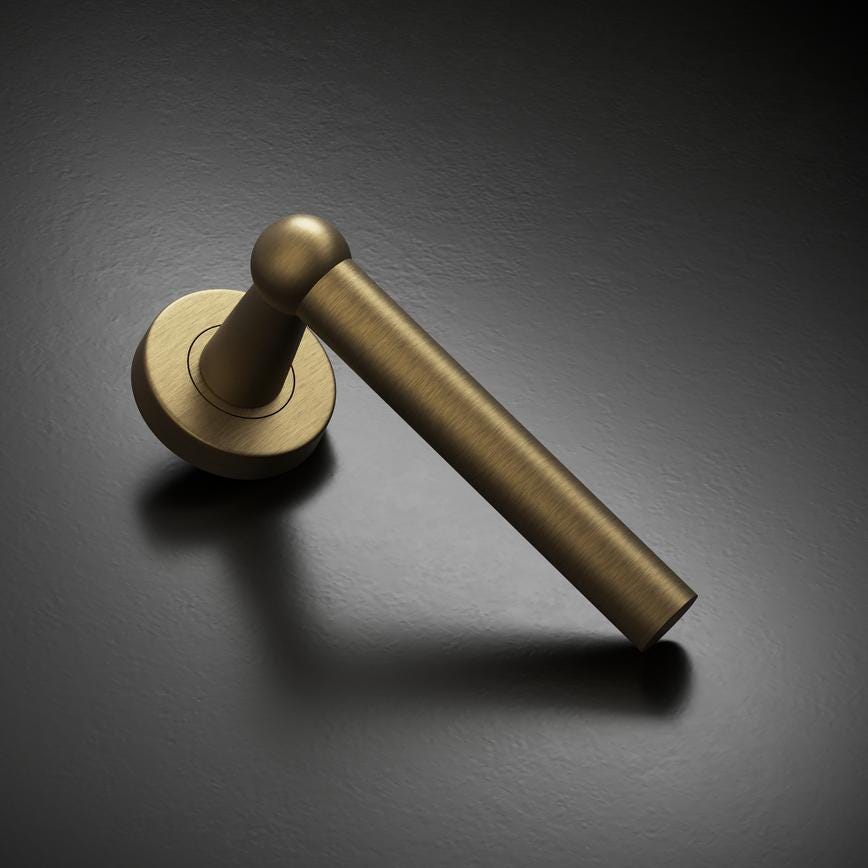Howdens Fuller and Forge Como Antique Brass Lever on Rose Door Handle Pair Howdens