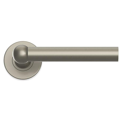 Fuller and Forge Como Satin Nickel Lever on Rose Door Handle Pair Howdens