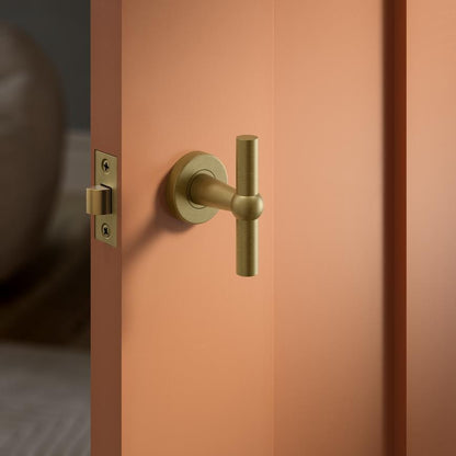 Fuller and Forge Como Antique Brass 85mm T Mortice Knob on Rose Pair Howdens