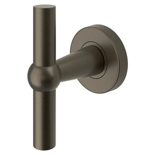 Fuller and Forge Como Satin Bronze 85mm T Mortice Knob on Rose Pair Howdens