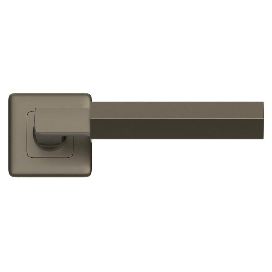 Fuller and Forge Tanaro Satin Bronze Hexagonal Lever on Rose Door Handle Pair Howdens