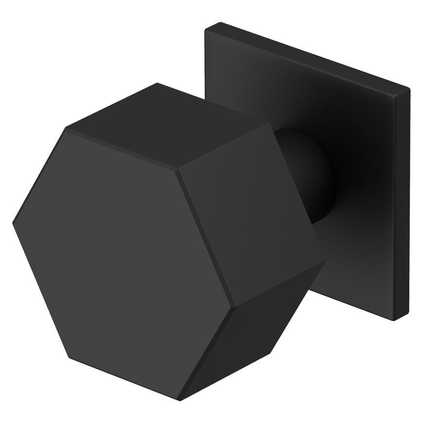 Howdens Fuller and Forge Tanaro Matt Black 58mm Hexagonal Mortice Knob on Slim Rose Pair Howdens