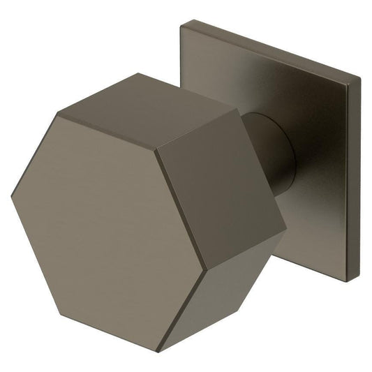 Fuller and Forge Tanaro Satin Bronze 58mm Hexagonal Mortice Knob on Slim Rose Pair Howdens