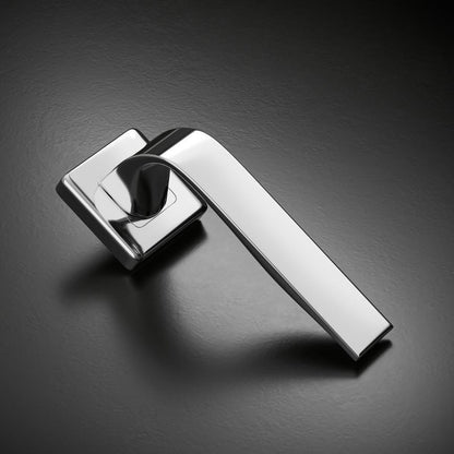 Howdens Fuller and Forge Manet Polished Chrome Lever on Rose Door Handle Pair Howdens