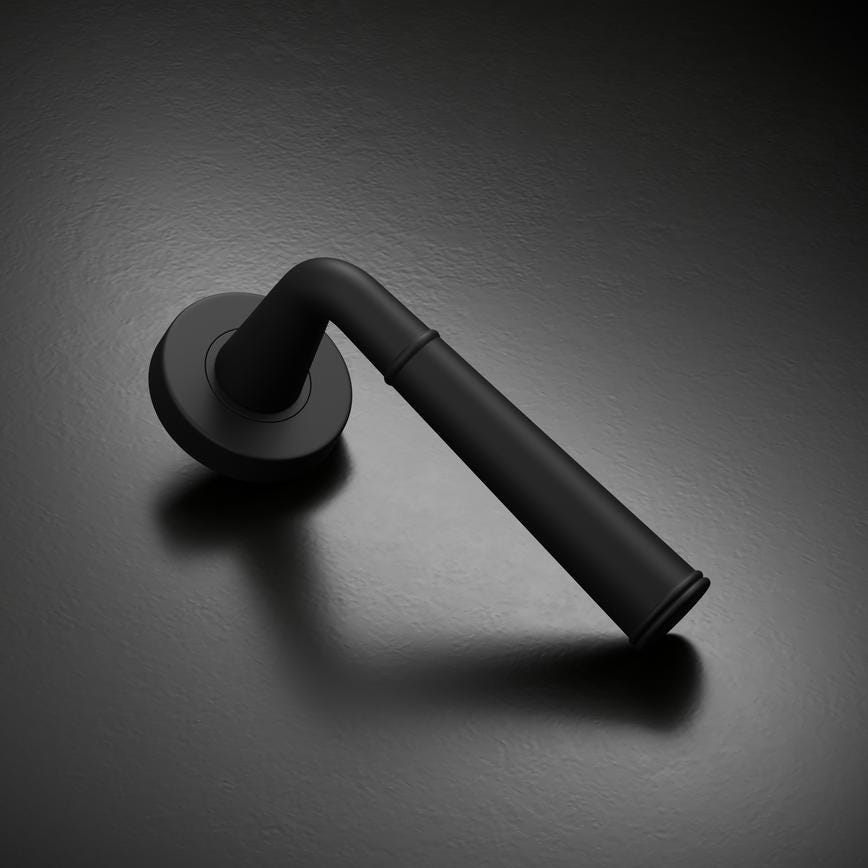 Howdens Fuller and Forge Arno Matt Black Lever on Rose Door Handle Pair Howdens