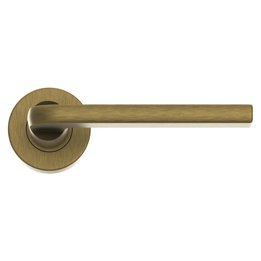 Howdens Fuller and Forge Munch Antique Brass Lever on Rose Door Handle Pair Howdens