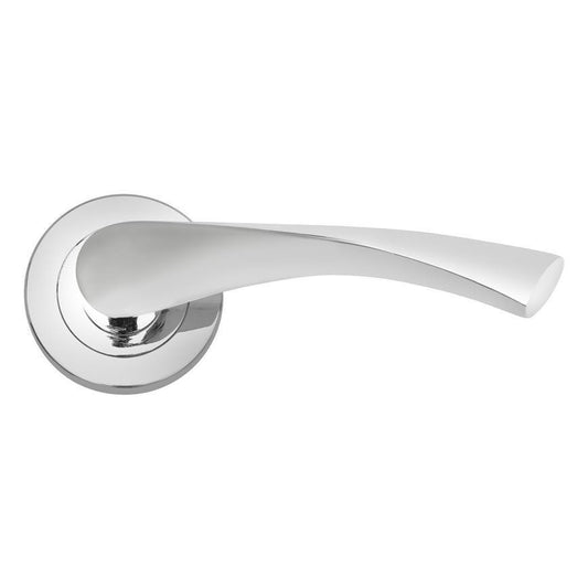 Howdens Sofia Polished Chrome Lever on Rose Door Handle Pair