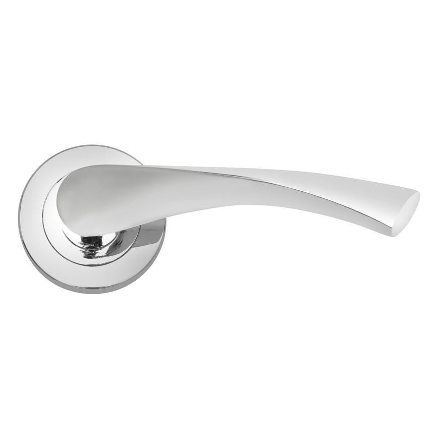 Howdens Sofia Polished Chrome Lever on Rose Door Handle Pair