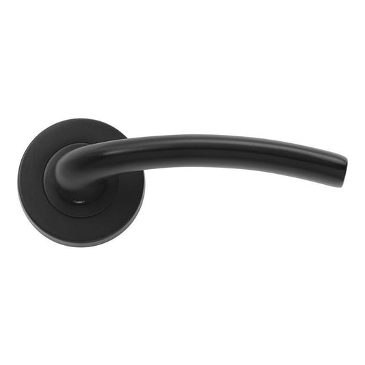 Howdens Yarwell Matt Black Lever on Rose Door Handle Pair