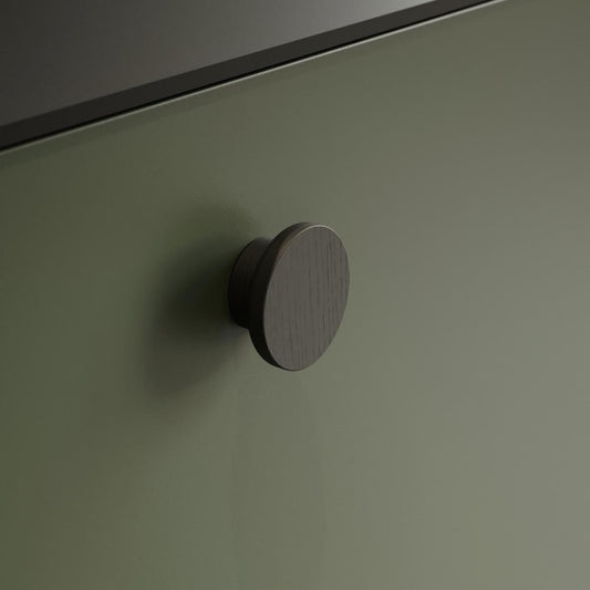 Furnipart Circle Black Stained Oak Wooden Knob 50mm
