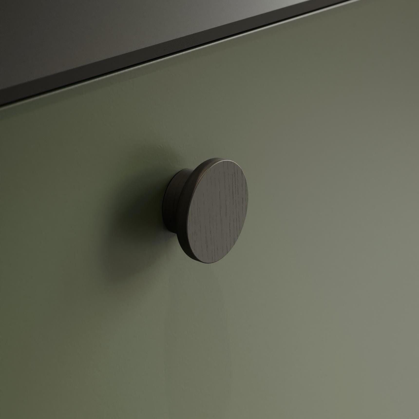 Furnipart Circle Black Stained Oak Wooden Knob 50mm