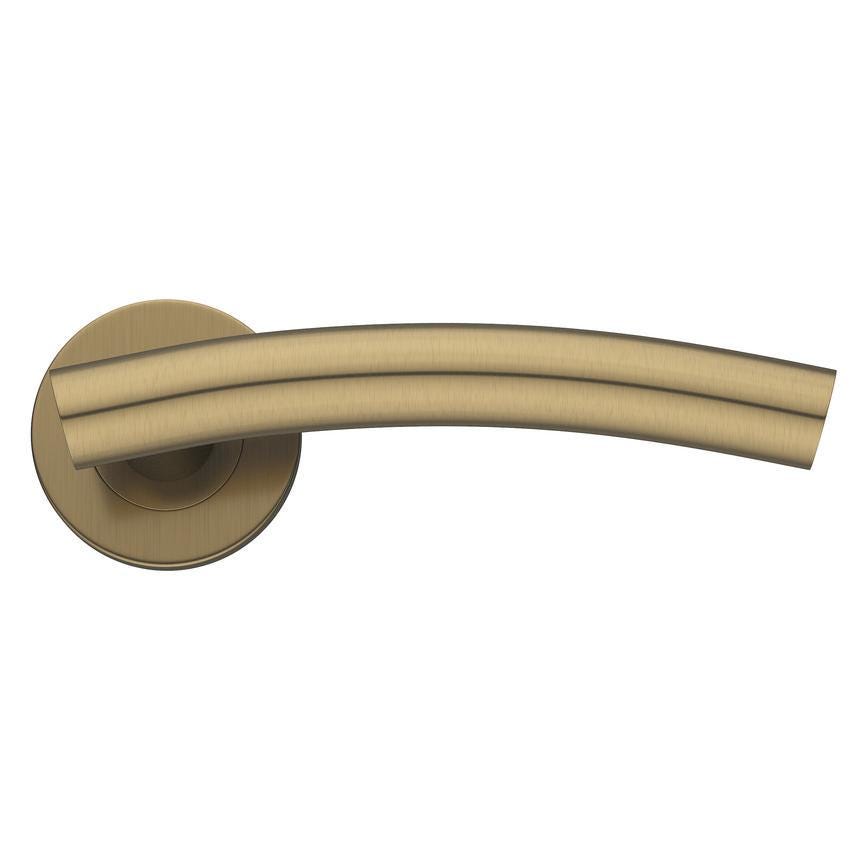 Howdens Turin Antique Brass Fire Rated Lever on Rose Door Handle Pair