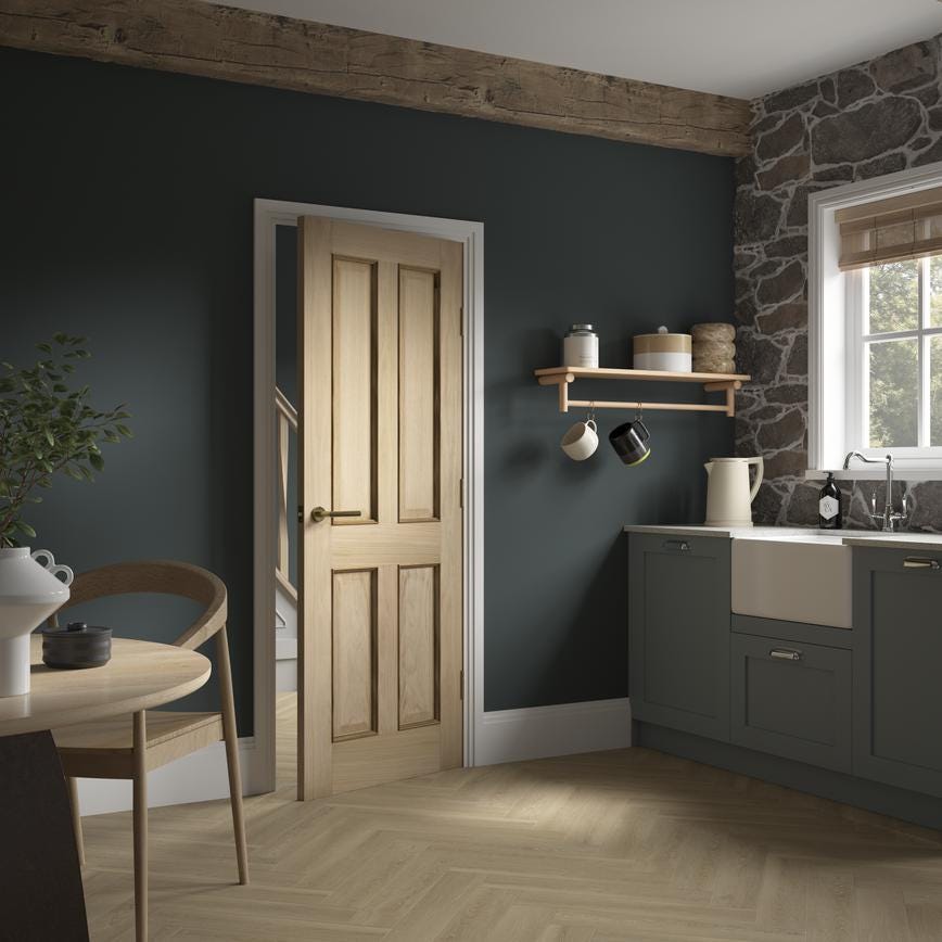 Howdens Lecco Antique Brass Fire Rated Mitred Lever on Rose Door Handle Pair