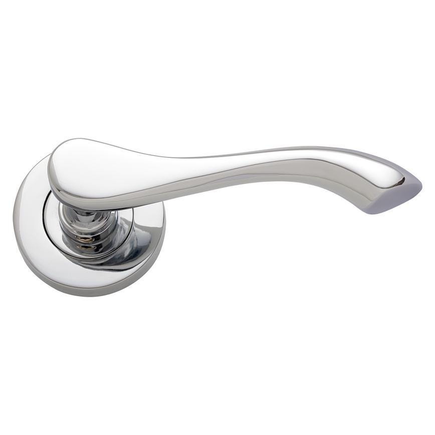 Howdens Fino Polished Chrome Lever on Rose Door Handle Pair