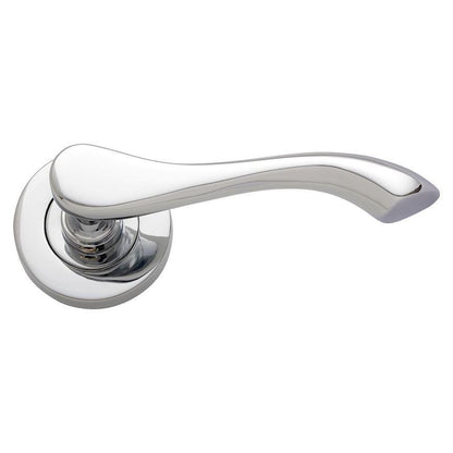 Howdens Fino Polished Chrome Lever on Rose Door Handle Pair