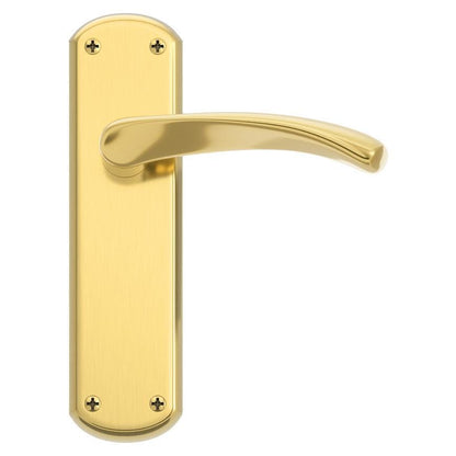 Howdens Fuller and Forge Garda Polished Brass Lever on Backplate Latch Door Handle Pair Howdens