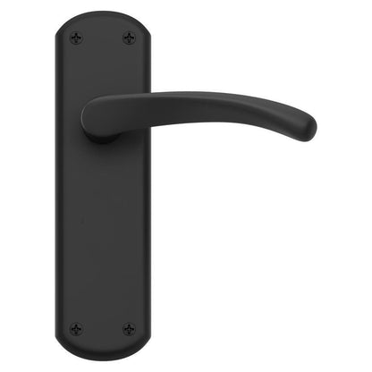 Fuller and Forge Garda Matt Black Lever on Backplate Latch Door Handle Pair Howdens