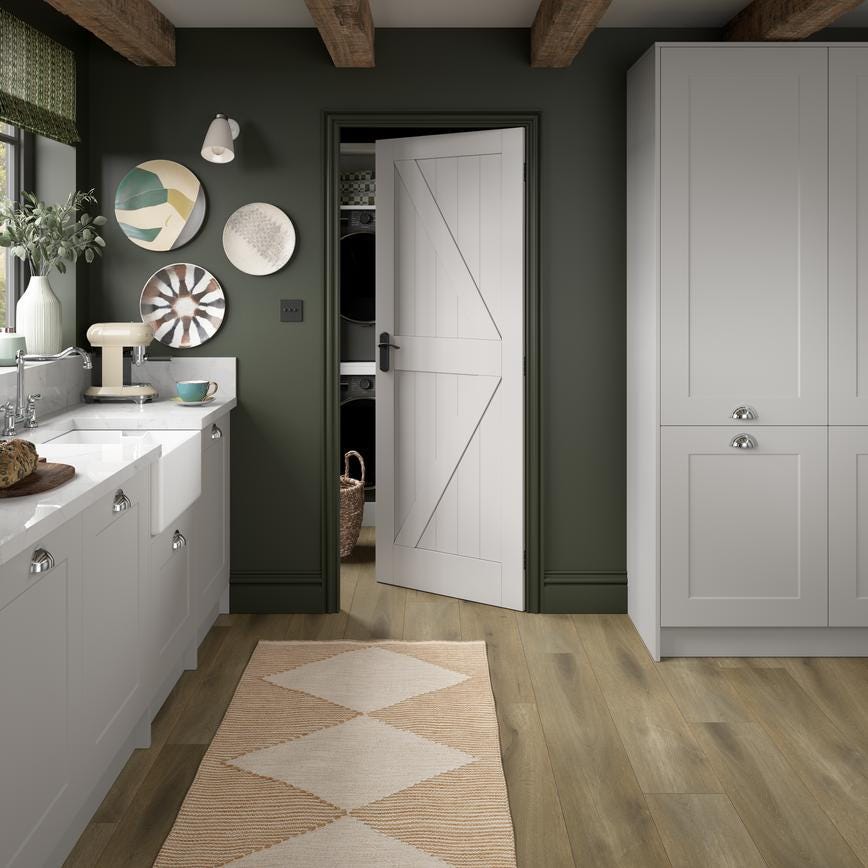 Fuller and Forge Garda Matt Black Lever on Backplate Latch Door Handle Pair Howdens