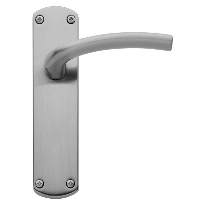 Howdens Yarwell Satin Nickel Lever on Backplate Latch Door Handle Pair