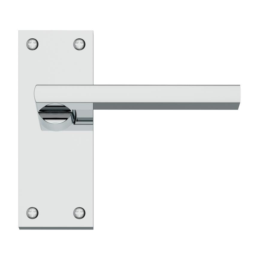 Howdens Auriga Polished Chrome Lever on Backplate Latch Door Handle Pair