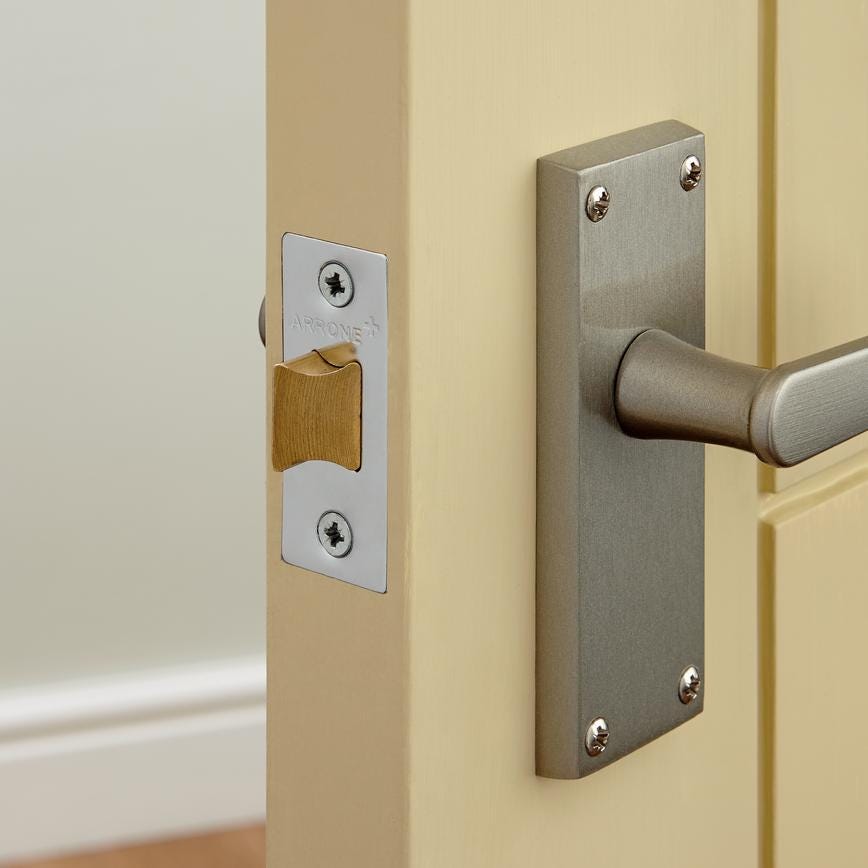 Howdens Victorian Satin Nickel Lever on Backplate Latch Door Handle Pair