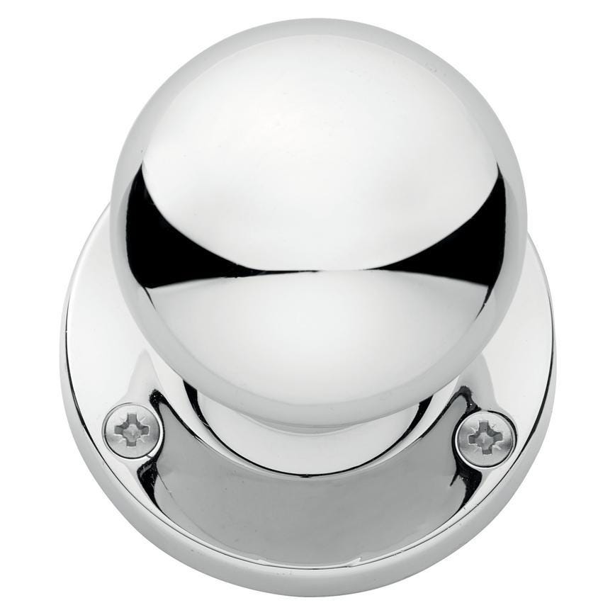 Howdens Victorian Polished Chrome 62mm Round Mortice Knob on Rose Pair