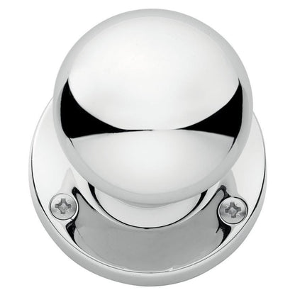 Howdens Victorian Polished Chrome 62mm Round Mortice Knob on Rose Pair
