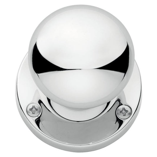 Howdens Victorian Polished Chrome 62mm Round Mortice Knob on Rose Pair
