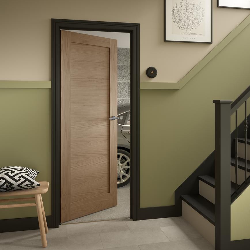 Howdens Carlisle Brass Serozzetta Edge Polished Chrome Fire Rated Lever on Rose Door Handle Pair