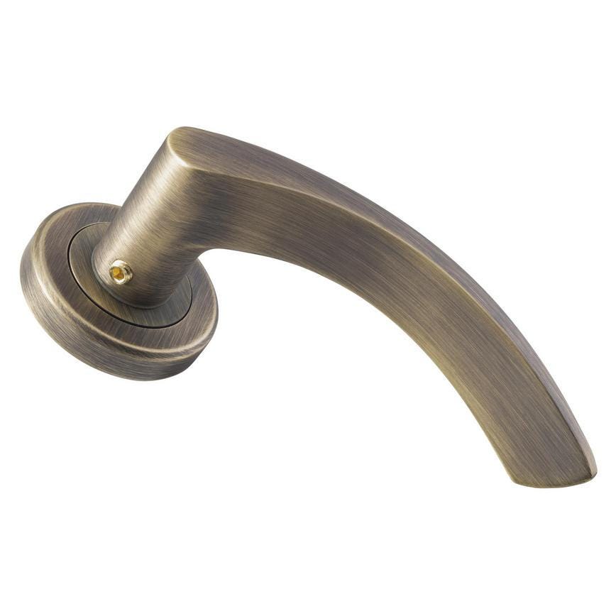 Howdens Carlisle Brass Serozzetta Olivier Antqiue Brass Fire Rated Lever on Rose Door Handle Pair