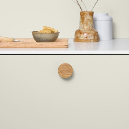 Furnipart Circle Oak Clear Lacquered Wooden Knob 50mm