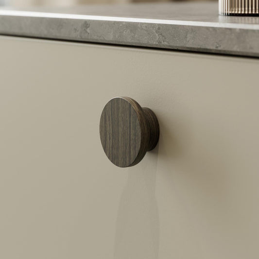 Furnipart Circle Black Stained Oak Wooden Knob 50mm