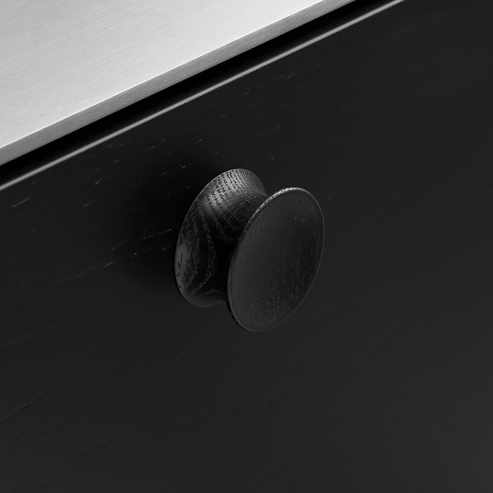 Furnipart Pulley Black Stained Oak Wooden Knob 50mm