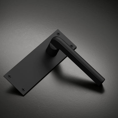 Fuller and Forge Munch Matt Black Lever on Slim Backplate Latch Door Handle Pair Howdens