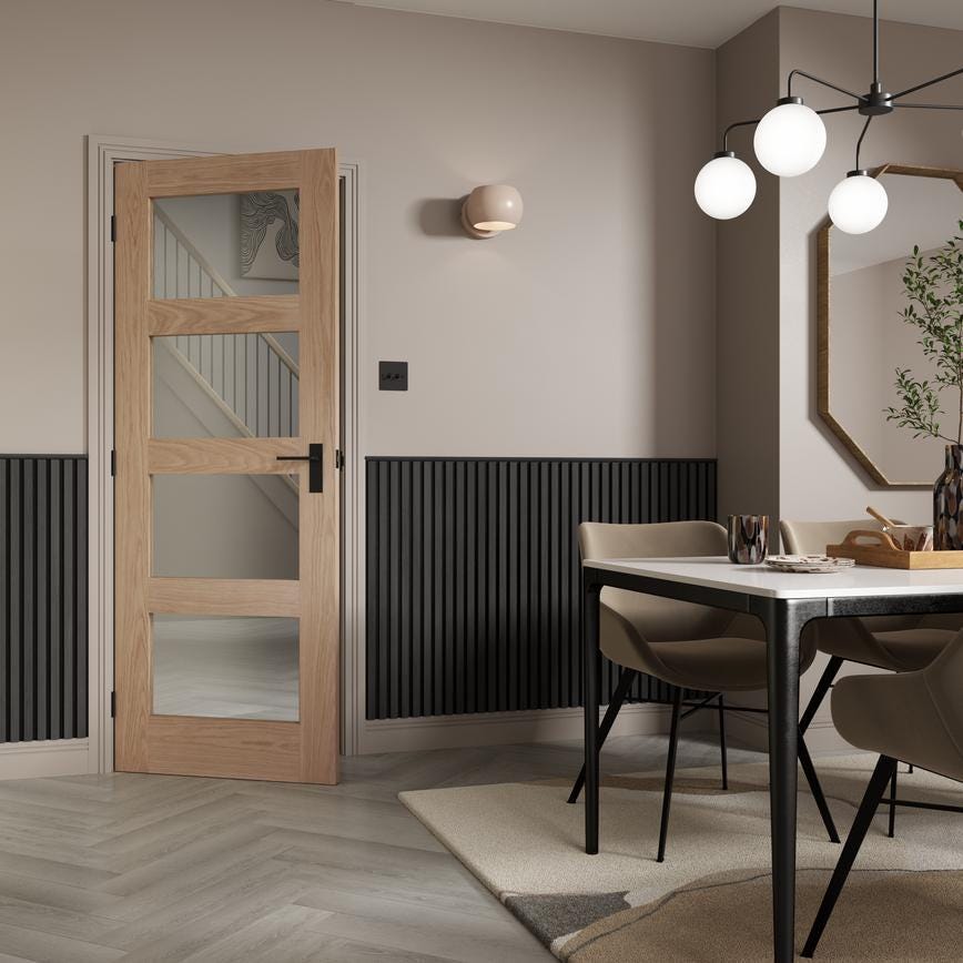 Fuller and Forge Munch Matt Black Lever on Slim Backplate Latch Door Handle Pair Howdens