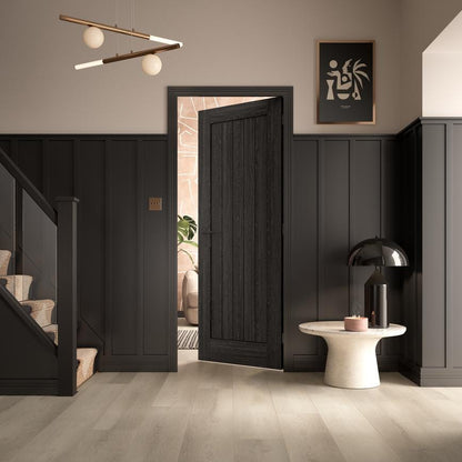 Howdens Fuller and Forge Munch Matt Black Lever on Slim Backplate Latch Door Handle Pair Howdens