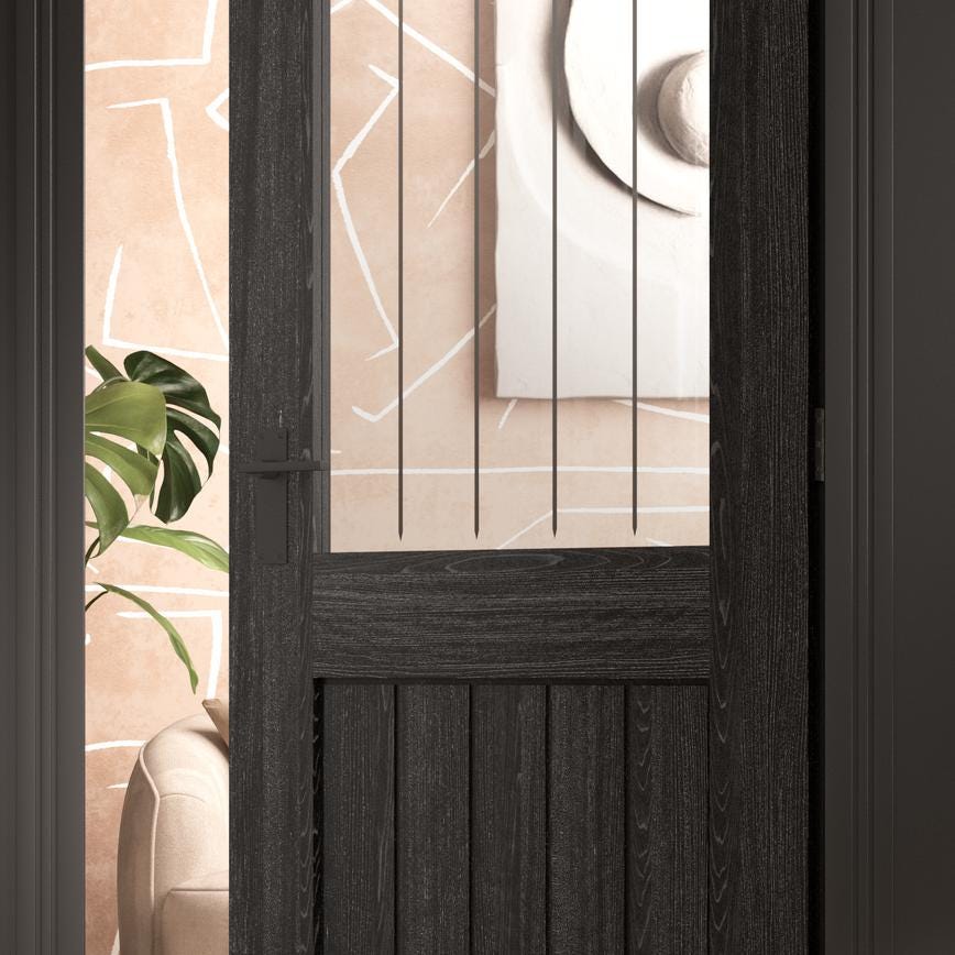 Howdens Fuller and Forge Munch Matt Black Lever on Slim Backplate Latch Door Handle Pair Howdens